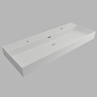 Plieger Kansas wastafel met 2 kraangaten met overloop 120x46.6cm mat wit