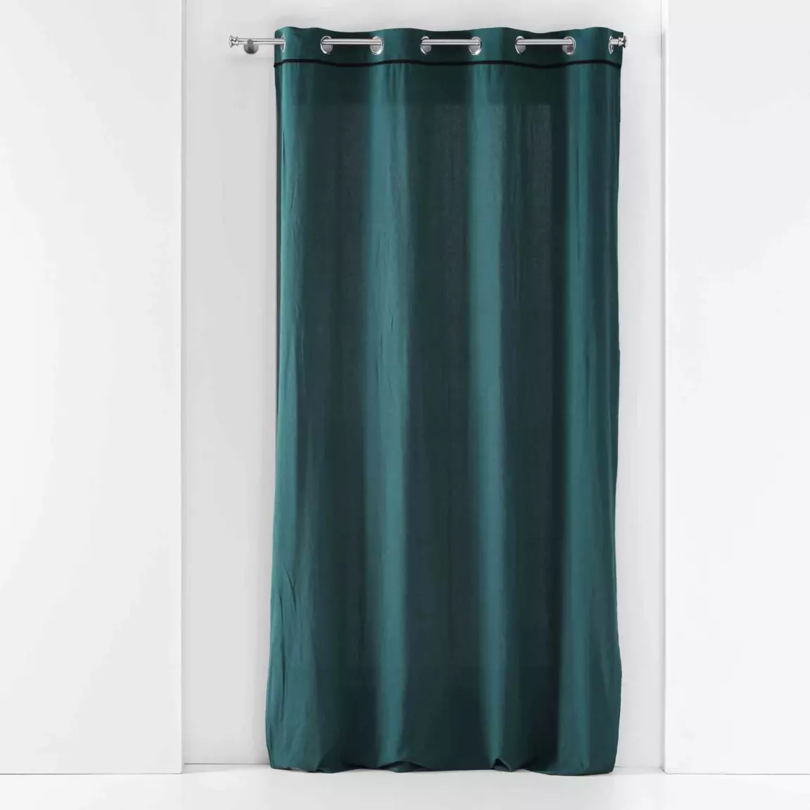 Rideau coton lavé (135 x 240 cm) Linette Bleu pétrole