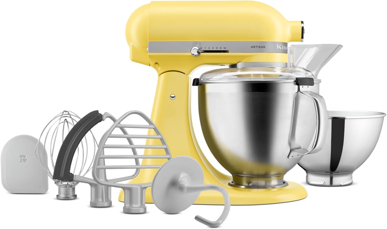 KitchenAid 5KSM195PSEBT Küchenmaschine 4,7 l Butter – ARTISAN, mit kippbarem Motorkopf, 2 Edelstahlschüsseln, Gehäuse aus Spritzgussmetall