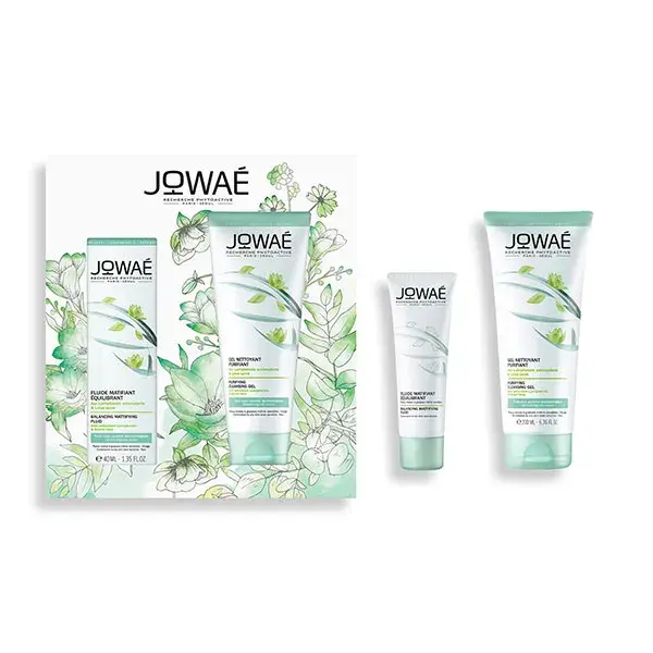 Jowaé Coffret Purifiant - Fluide Matifiant Equilibrant 40ml + Gel Nettoyant Purifiant 200ml