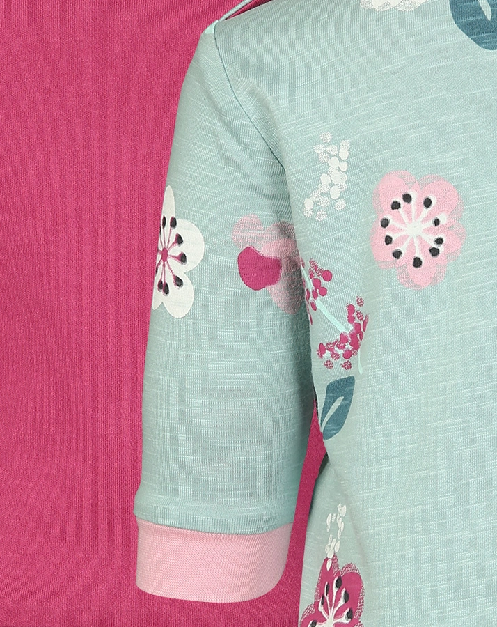 Wende-Langarmshirt FLOWERS in mint/himbeer