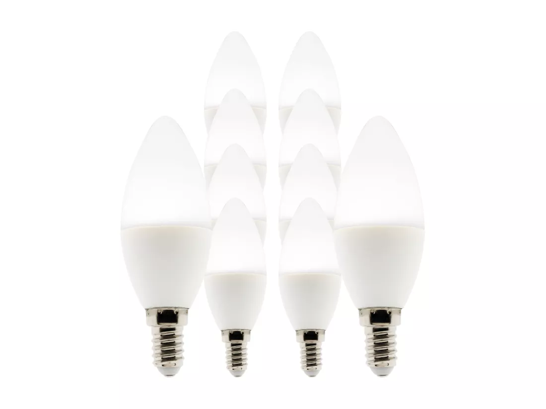 Lot de 10 ampoules LED Flamme 5W E14 400lm 6500K - Zenitech