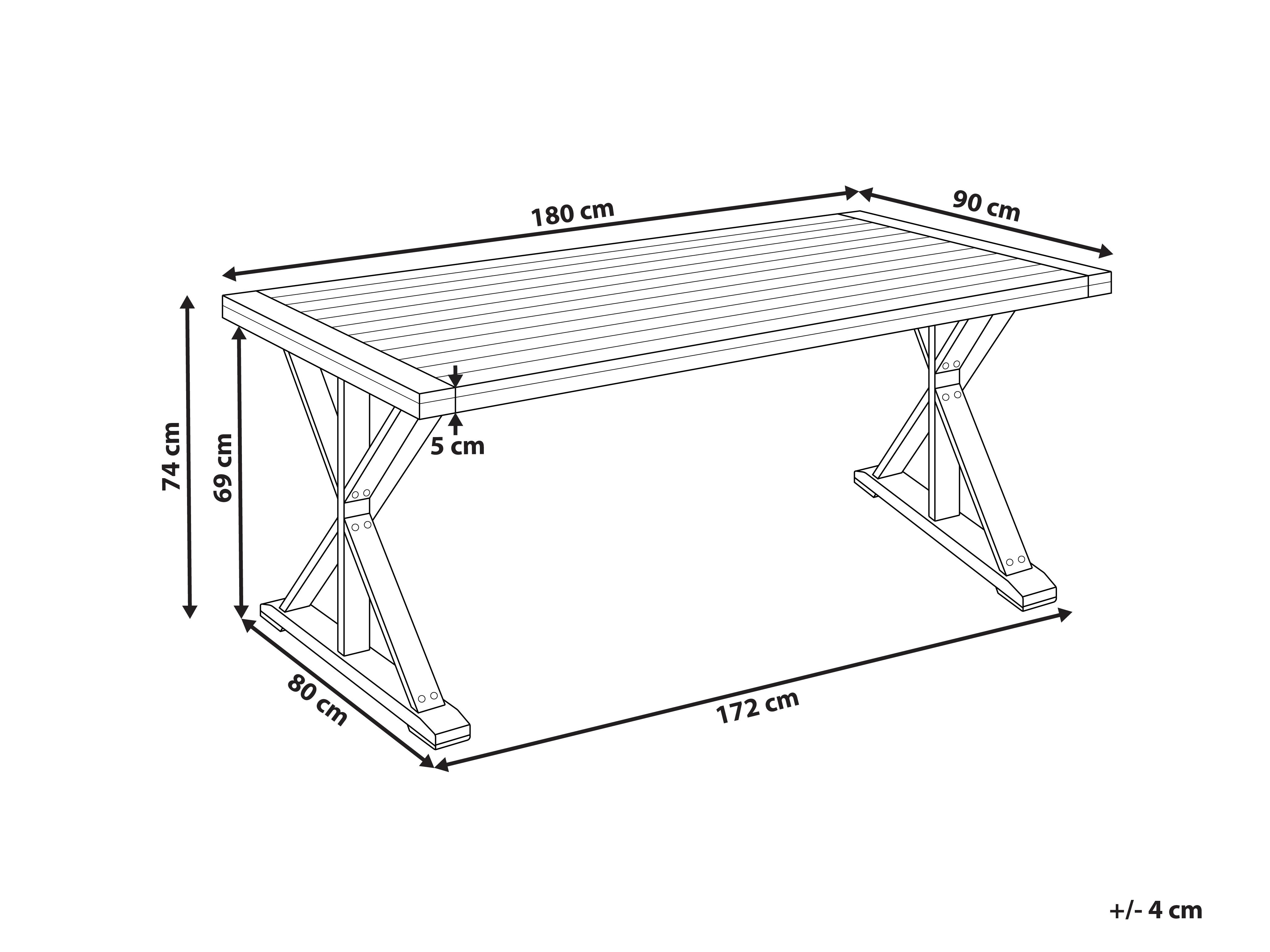 Tuin eettafel CALABRITTO 90 cm 180 cm Acaciahout Bruin