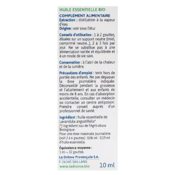 Óleo Essencial de Lavanda Orgânica Fina Ladrome 10ml