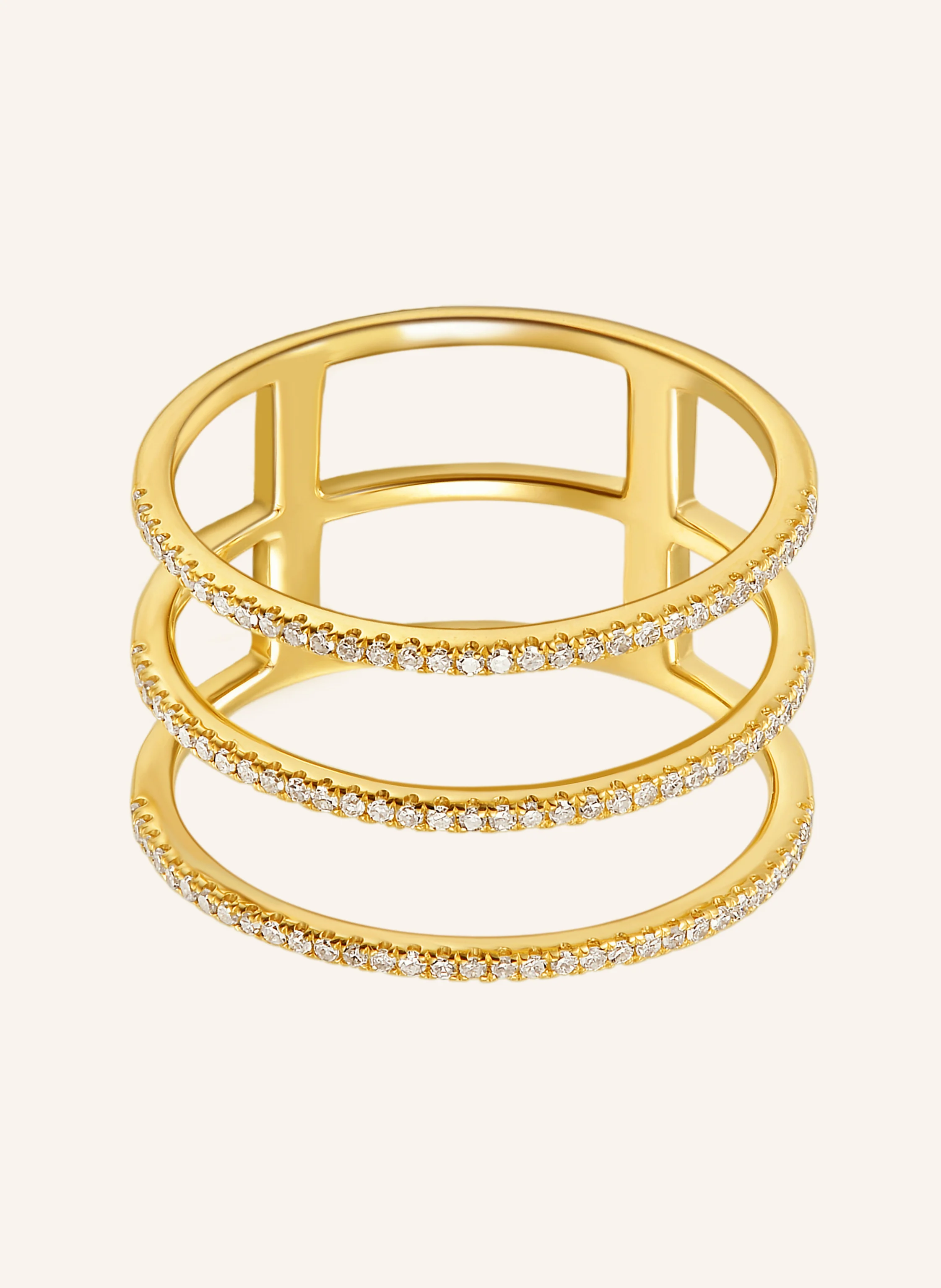 Leaf Ring TRIPLE aus 18 Karat Gelbgold mit Diamanten