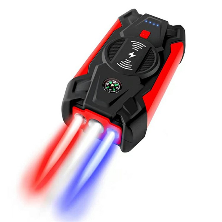12000mAh Powerbank mit Jumpstart Power Starter Funktion Dual USB A und Qi Wireless   Auto Starthilfe Überbrückungskabel / LED Taschenlampe / Kompass - Rot / Schwarz