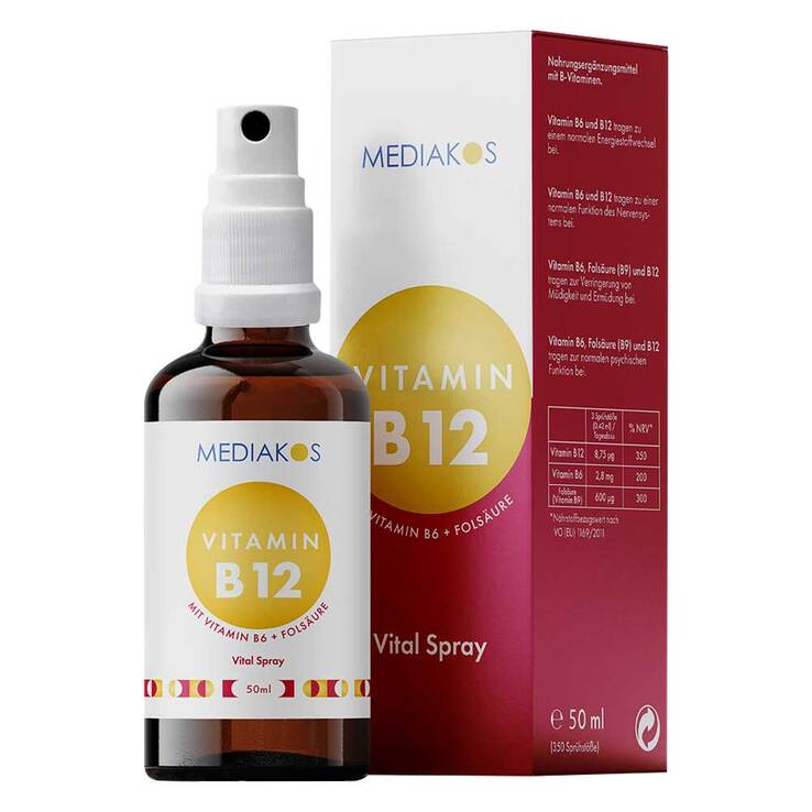 Vitamin B12 + B6 + Folsäure Mediakos Vital Spray, 50 ml