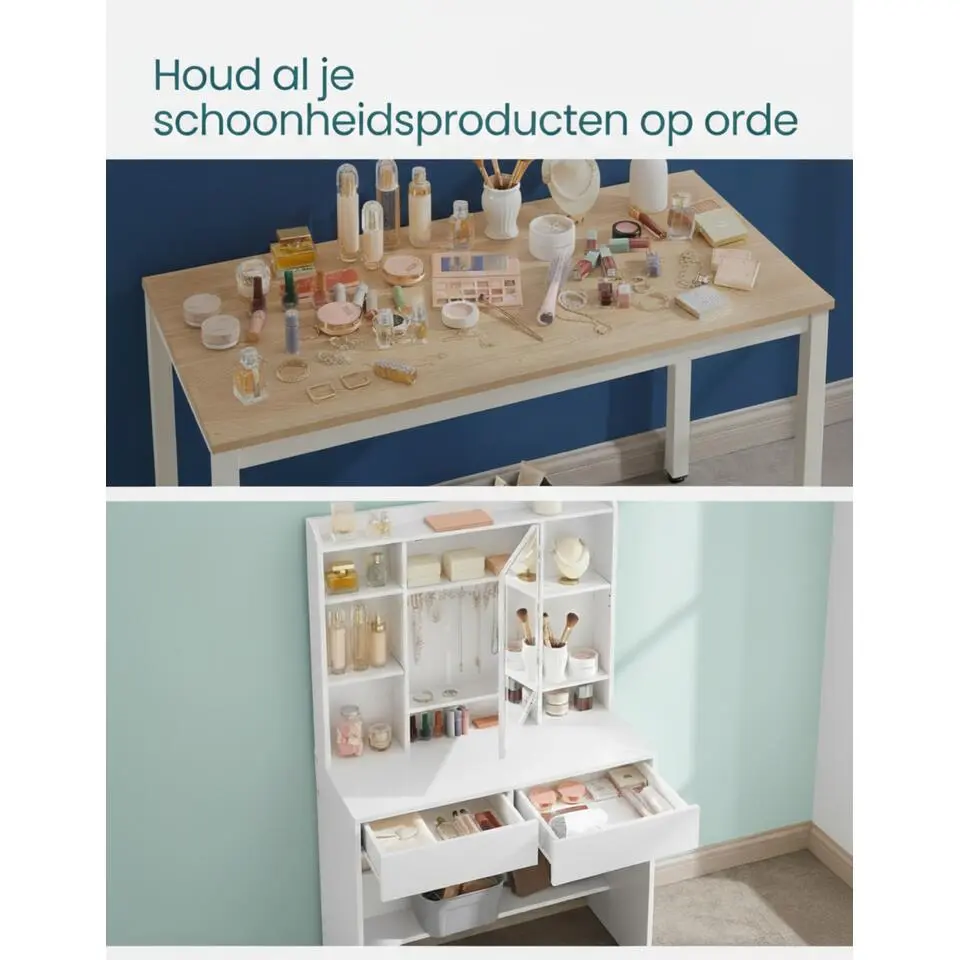 Bobbel Home - Moderne Witte Make-up tafel met Instelbare LED Verlichting