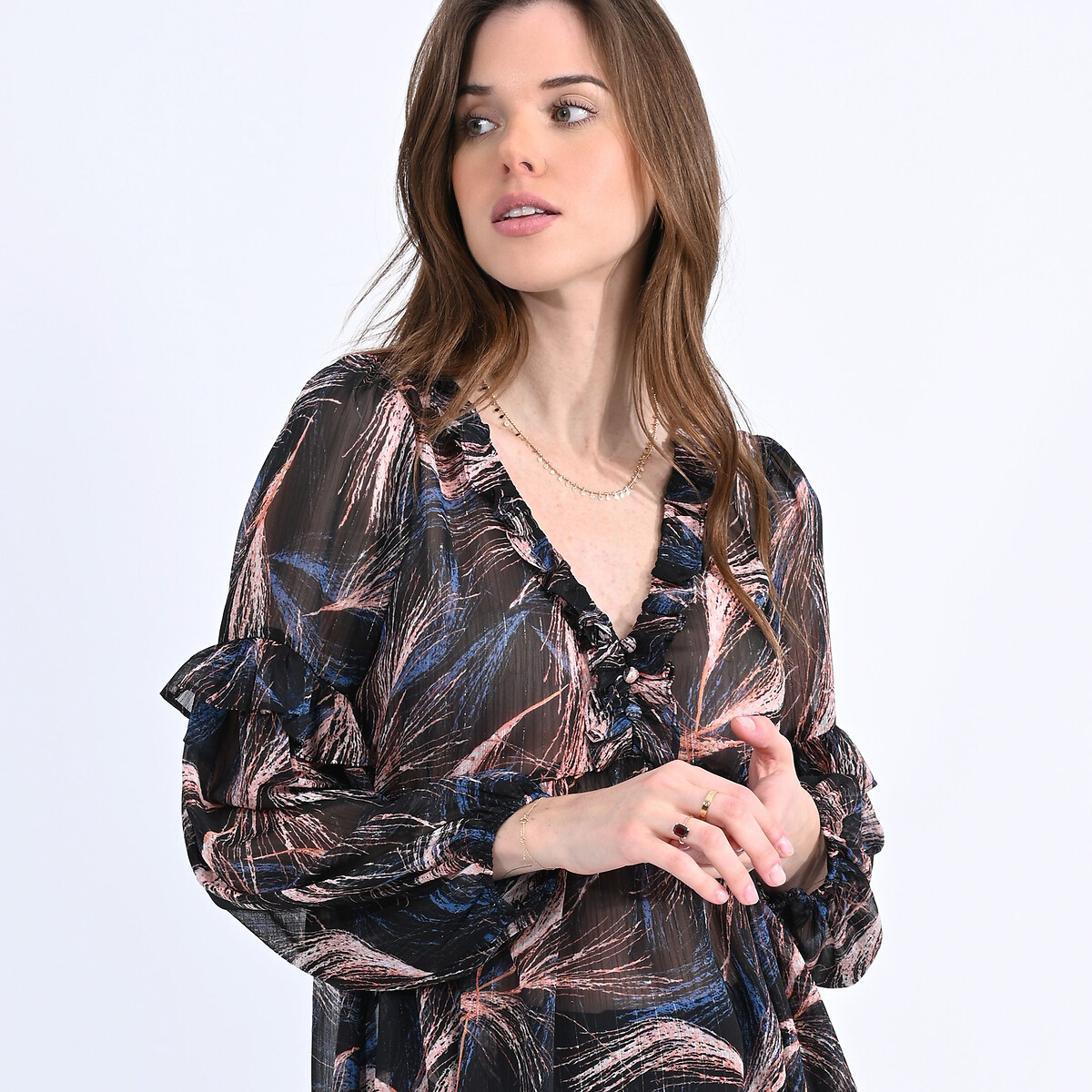 MOLLY BRACKEN<br>Blusa estampada com babados