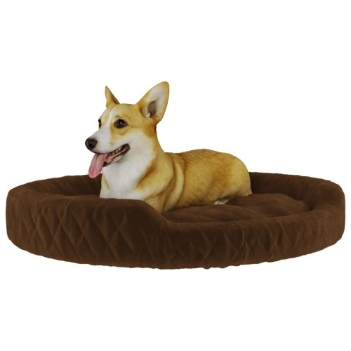 Cama redonda acolchoada marrom para cães Vidaxl
