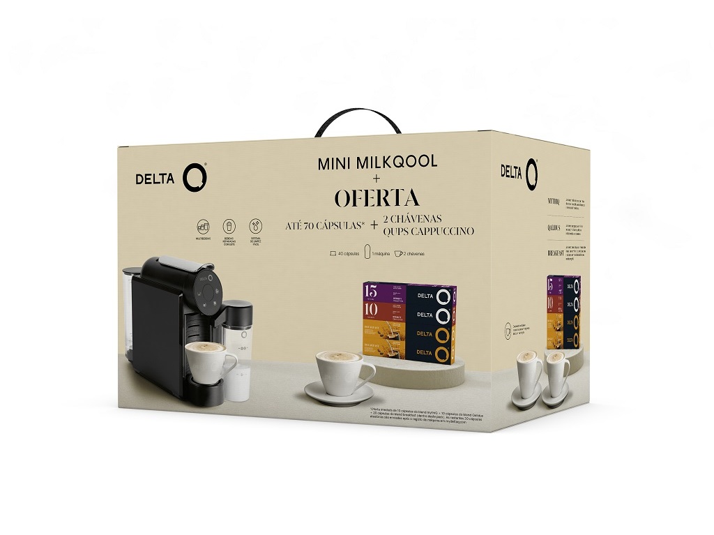 MÁQUINA CAFÉ DELTA Q MINI MILKQOOL   2 CHAVENAS E CAFÉ