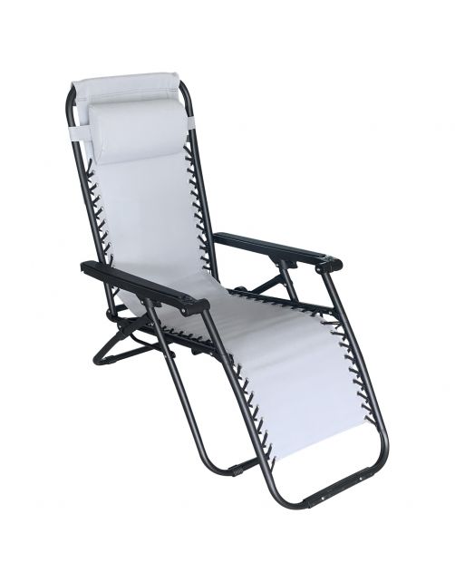 Bestgarden Camping Lounge Stoel - Tuinmeubelen - 172x66x108 cm Lichtgrijs