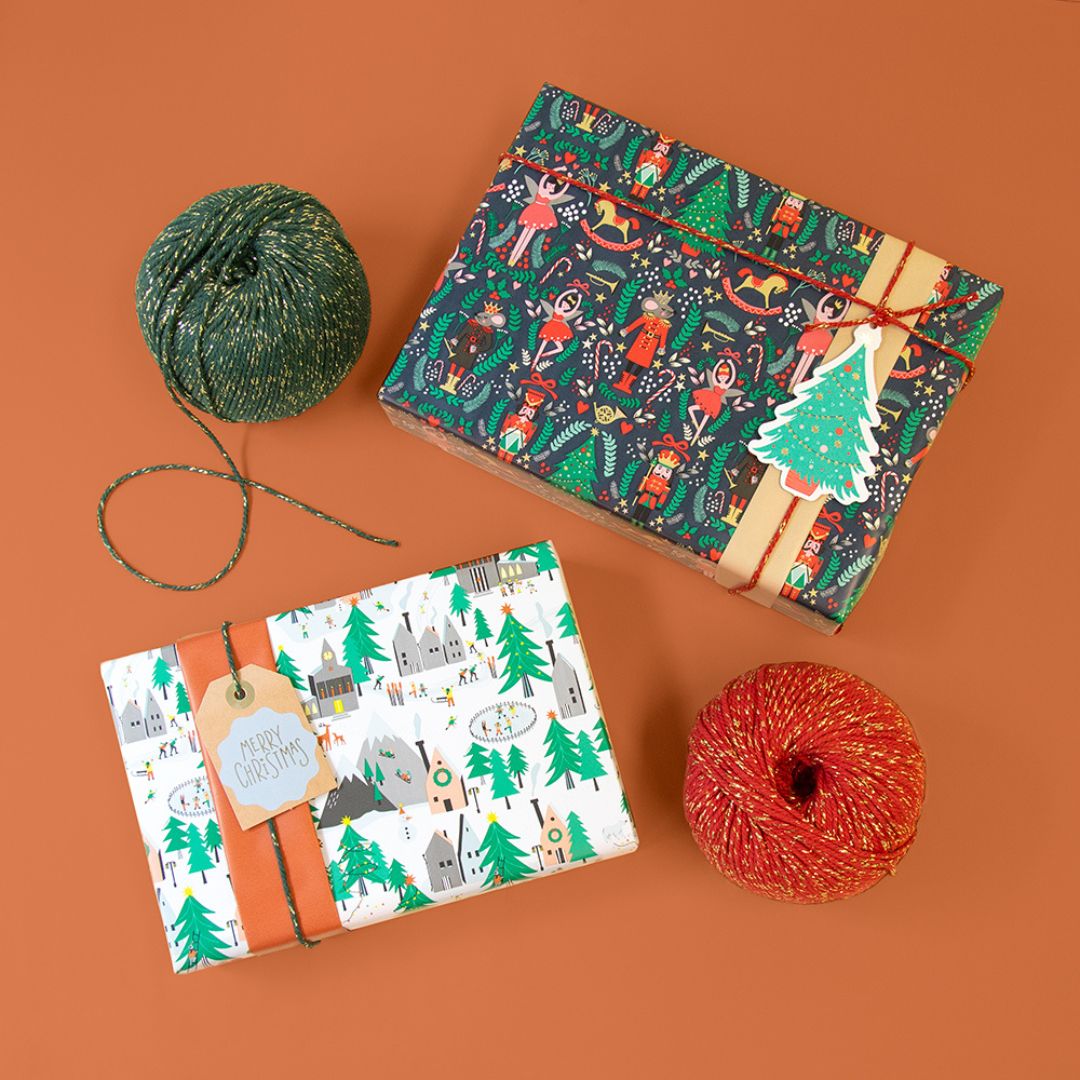 house of products inpakpapier kerstdorp - oranje - 3 m