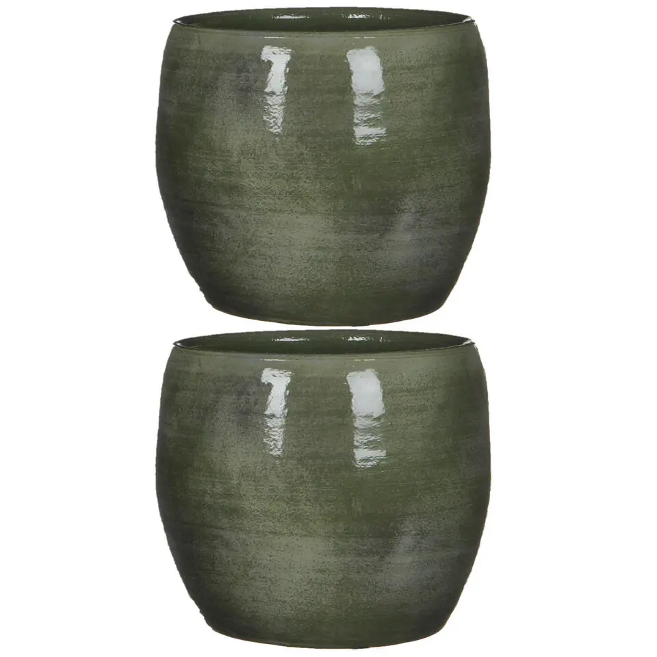 Mica Decorations Bloempot - glanzend groen - keramiek - 20 x 18 cm