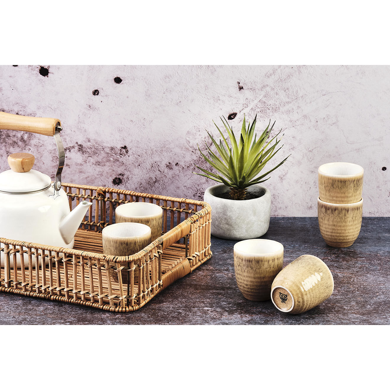 Bjorn 6 Tasses Cosmos beige/blanc nacré - 15 cl