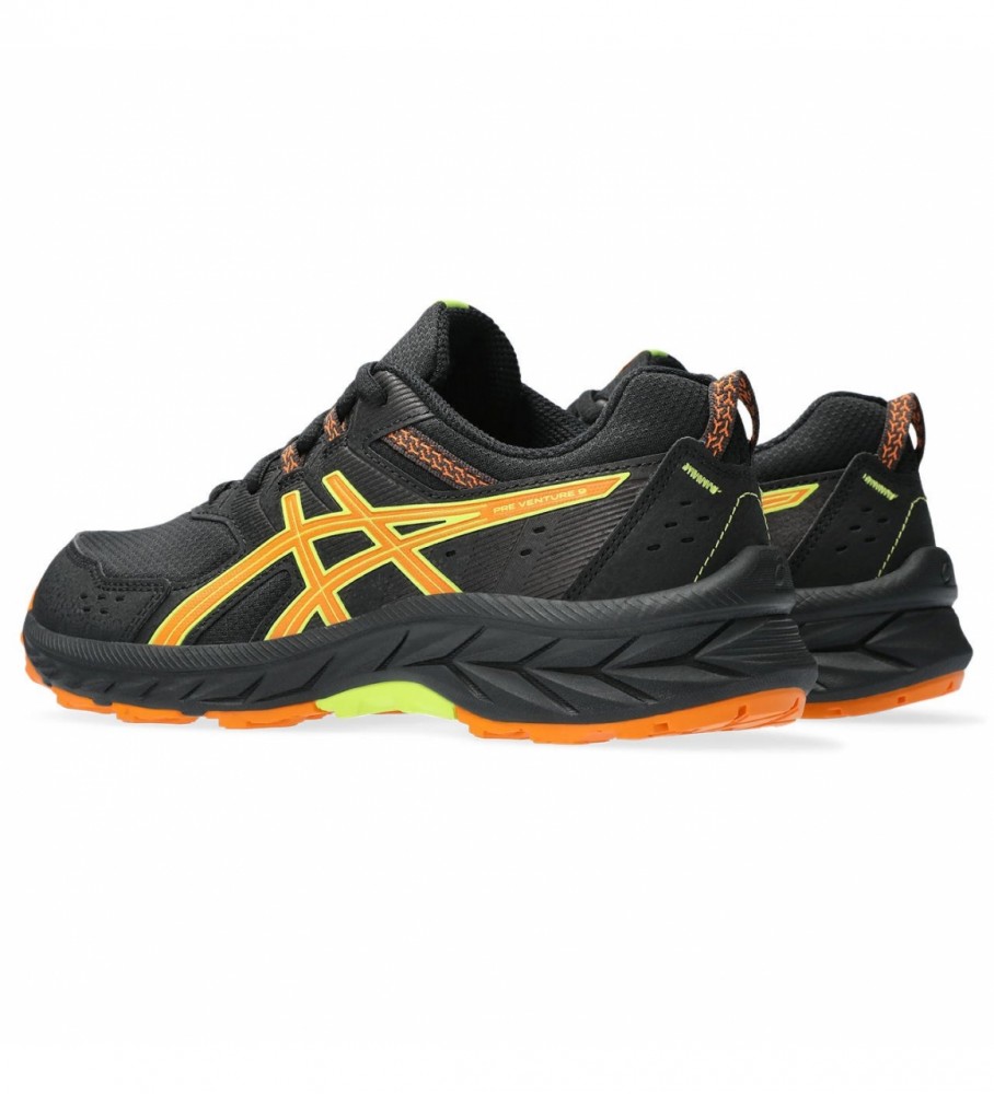 Tênis Asics Pre Venture 9 GS, preto e laranja