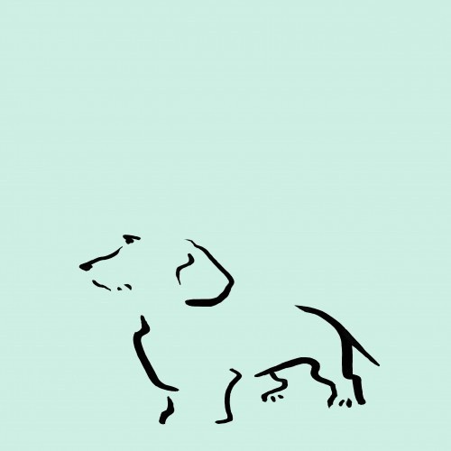 Ilustração A4 de um Terrier, sem moldura, cor menta.