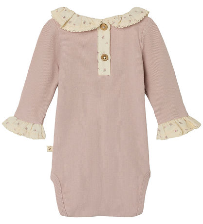 Lil' Atelier Body L/Æ - Rib - NbfTrine - Shadow Grau m. Rüschen