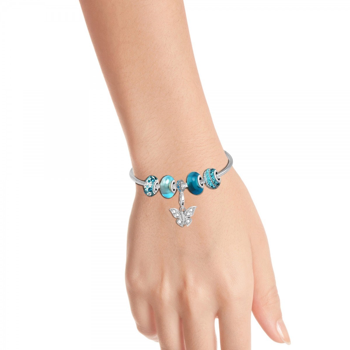 Bracelet de charms perles en acier SC Crystal