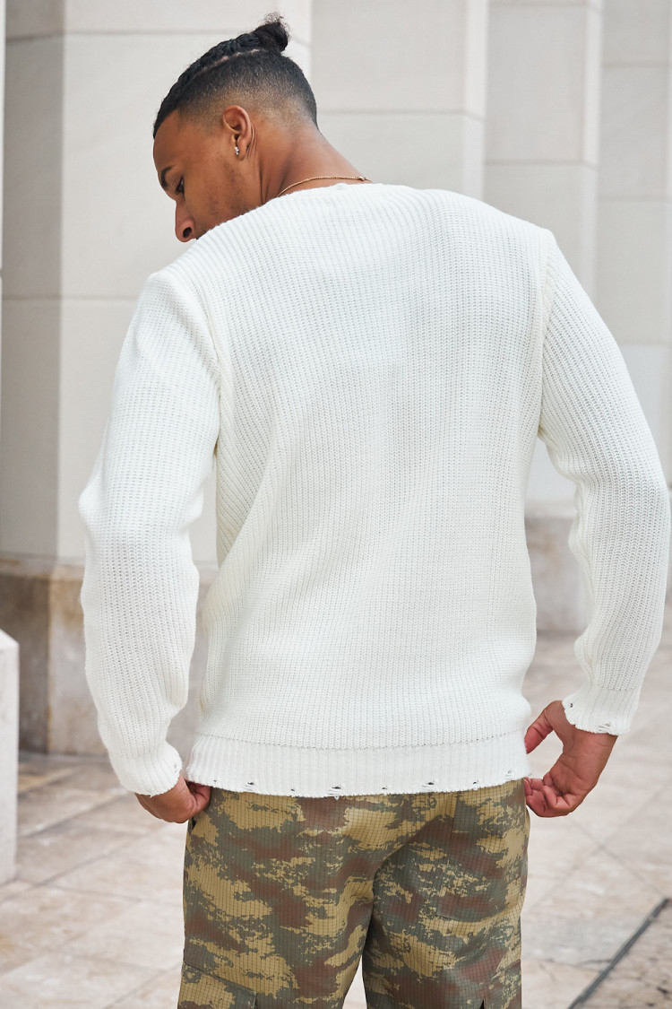 Pull en maille écru