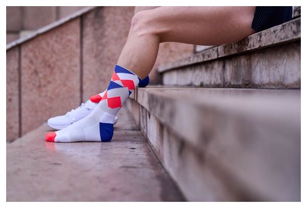 Chaussettes de Running Incylence Peaks Blanc Rouge Bleu