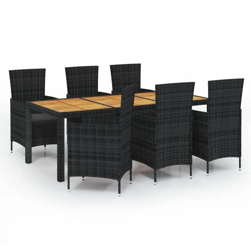 vidaXL - Tuinset - Zwart - Poly rattan - 190 cm tafellengte