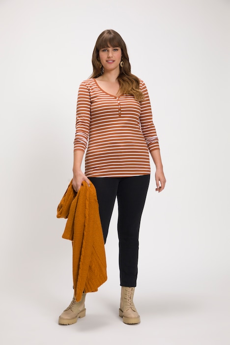 Henley-Shirt,  Slim Fit, V-Ausschnitt, Langarm