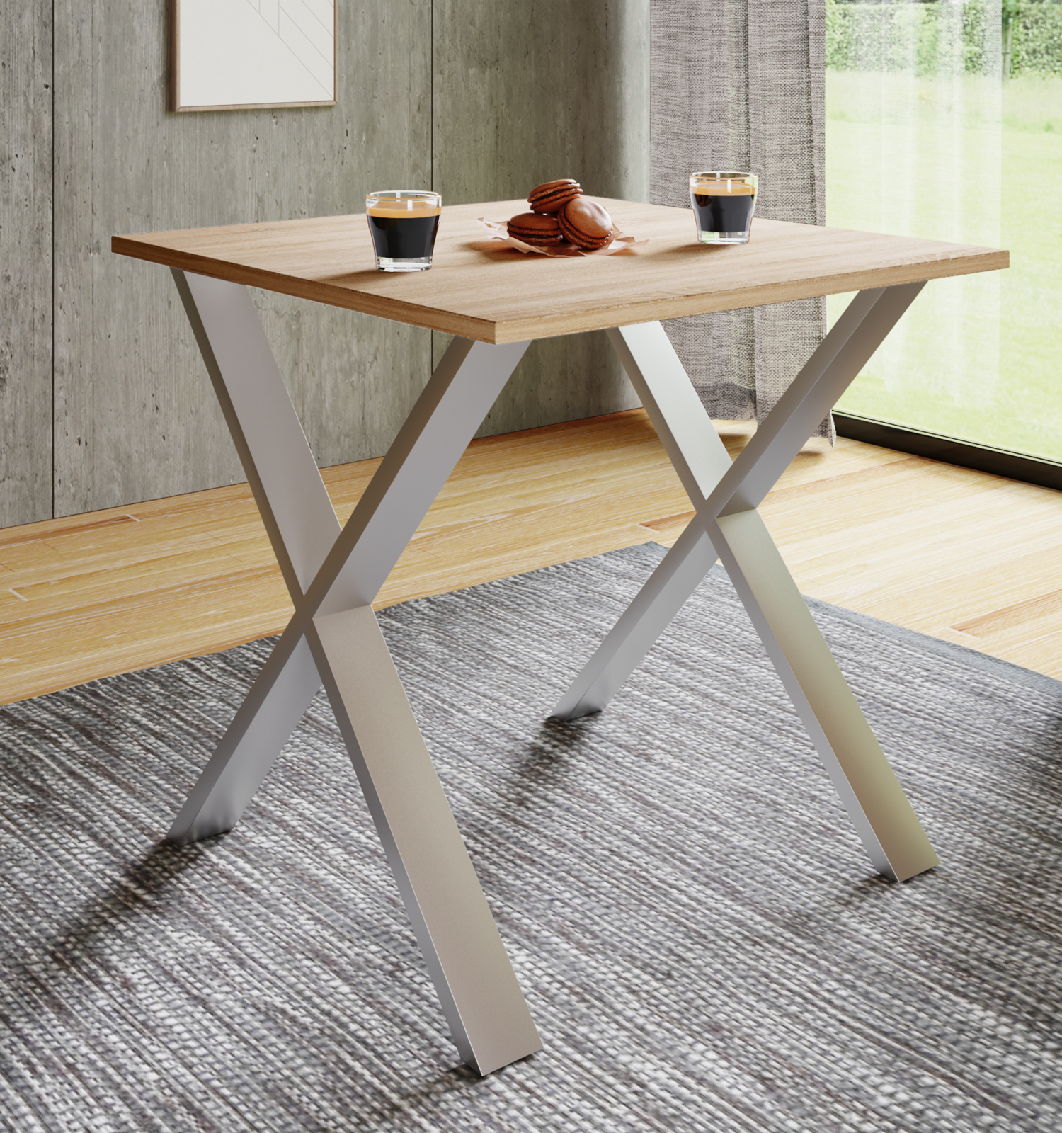 Esstisch XONA - Sonoma Eiche-silber - 80x80 cm