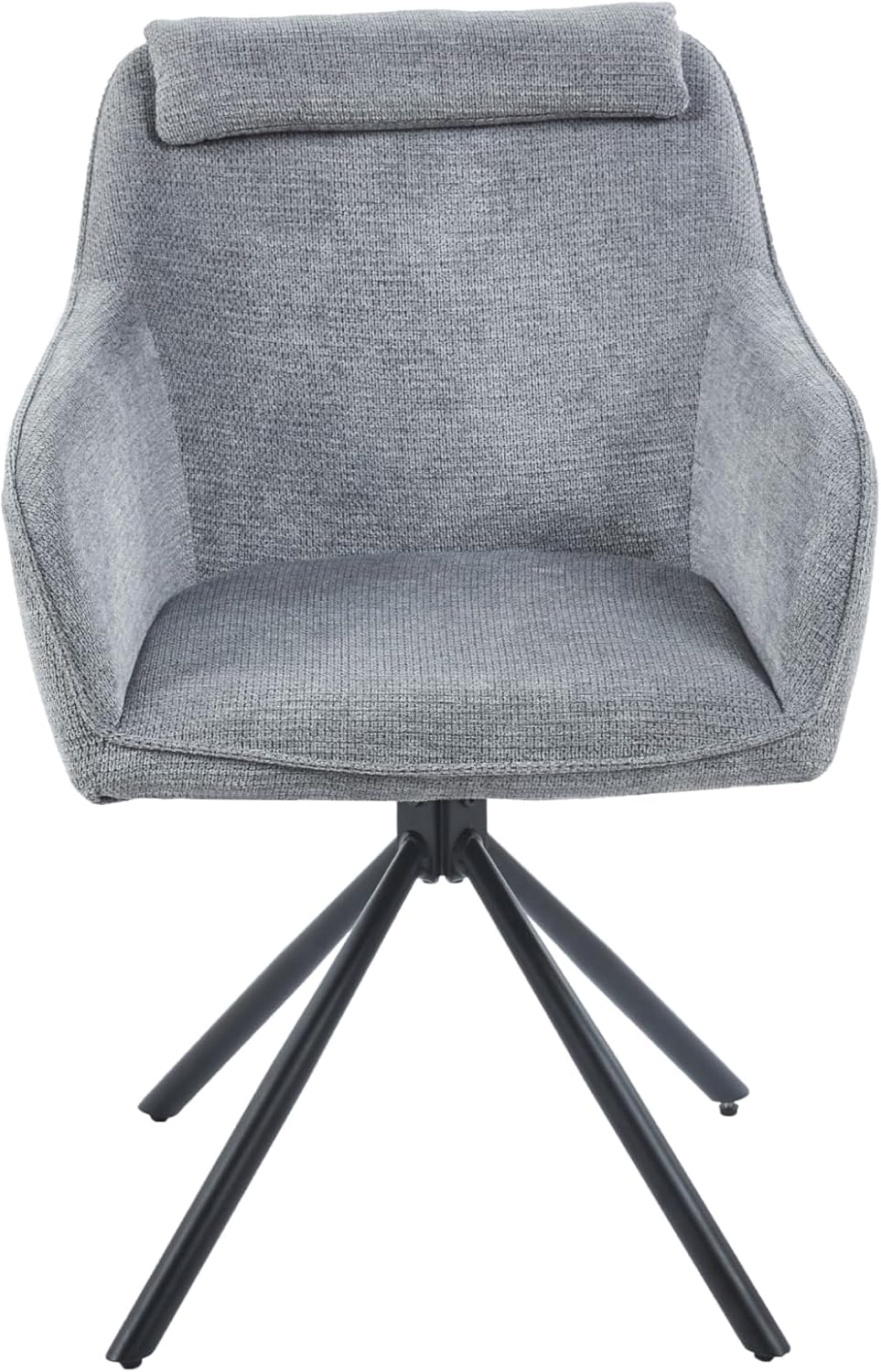 SAM 6er Set Esszimmerstuhl Mucki | Stoffbezug | Farbe: Silber | 360° drehbares Metallgestell | Integriertes Kopf- & Nackenkissen | Armlehnen | Drehstuhl für Esszimmer & Büro