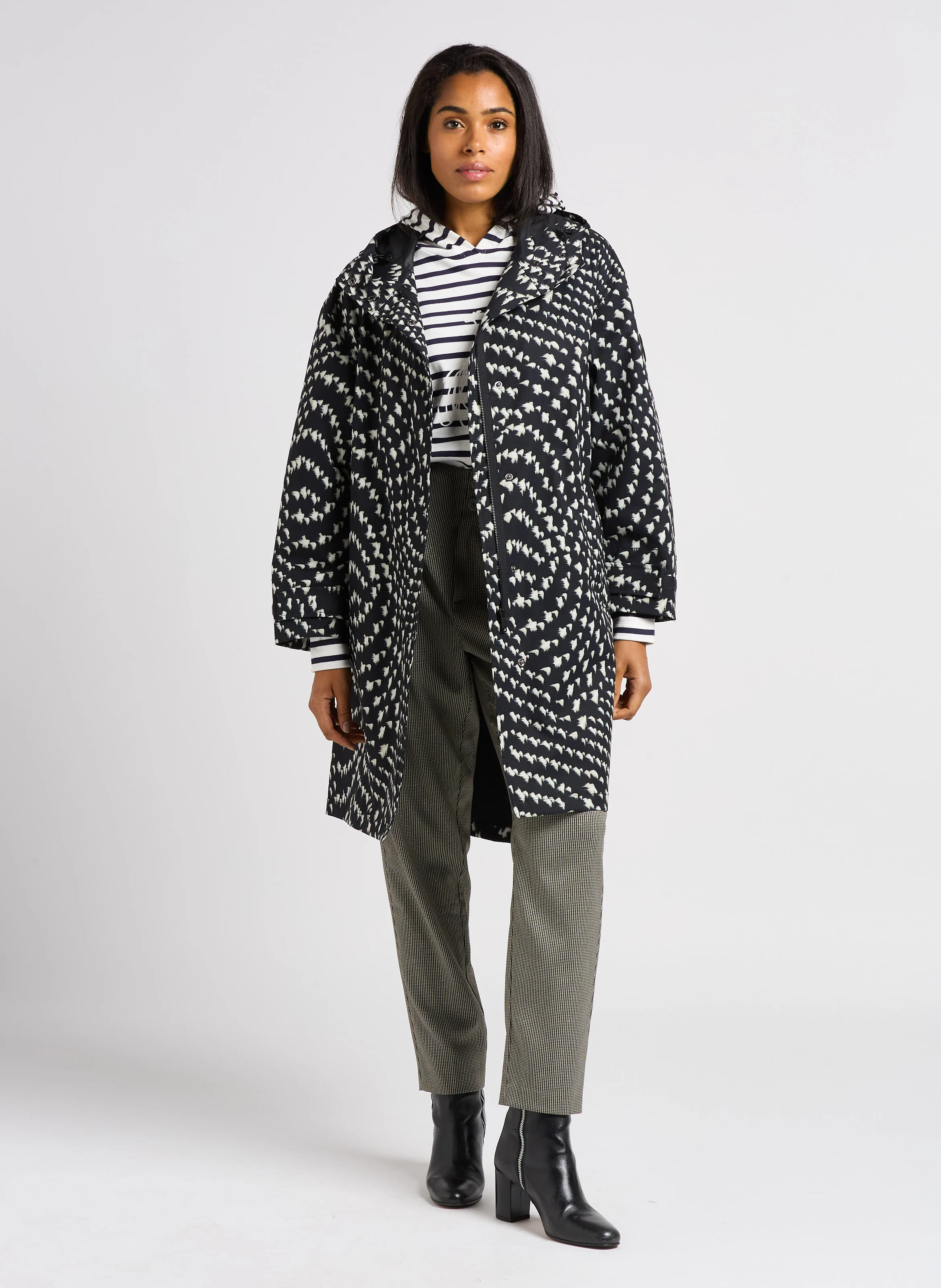 DODA - Imperméable imprimé à capuche| Noir