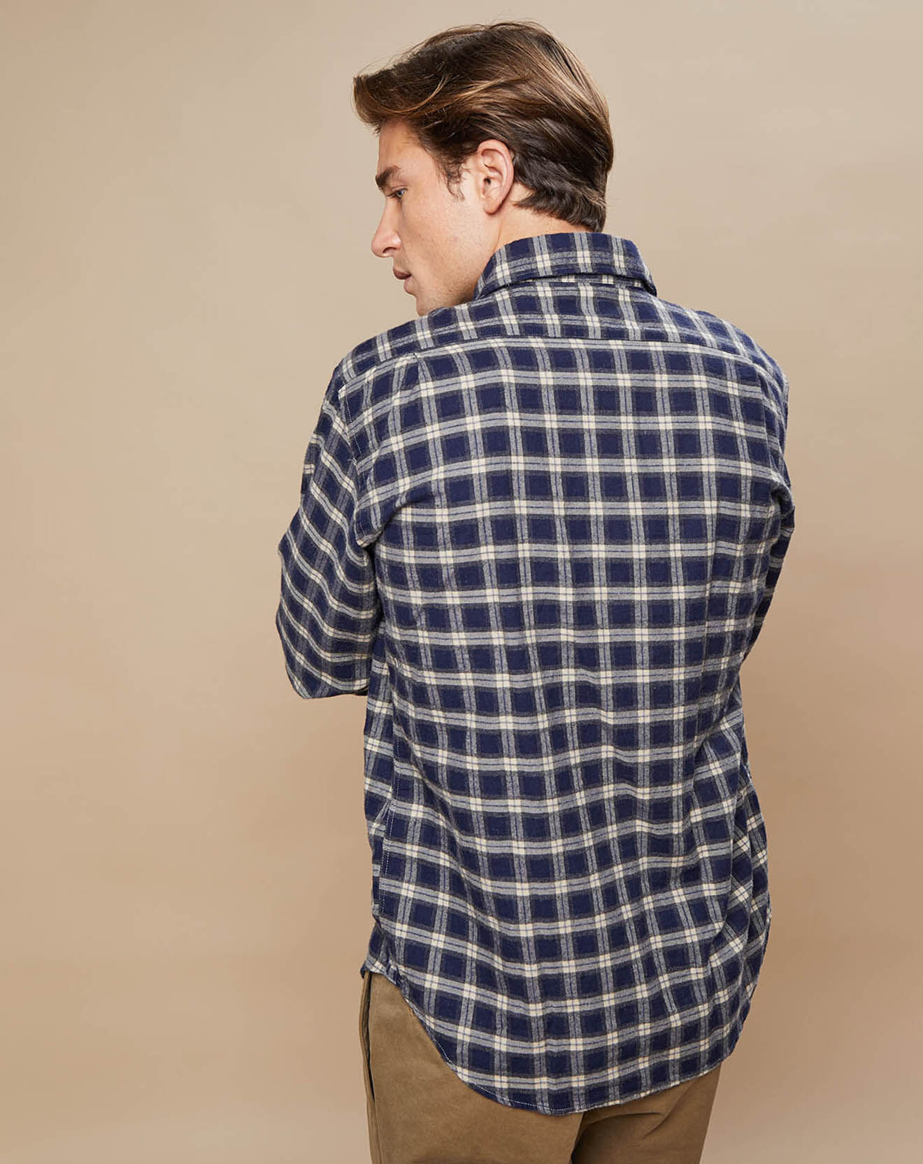 Hartford Chemise en Flanelle de Coton Regular Paul à carreaux marine/flanelle/naturel