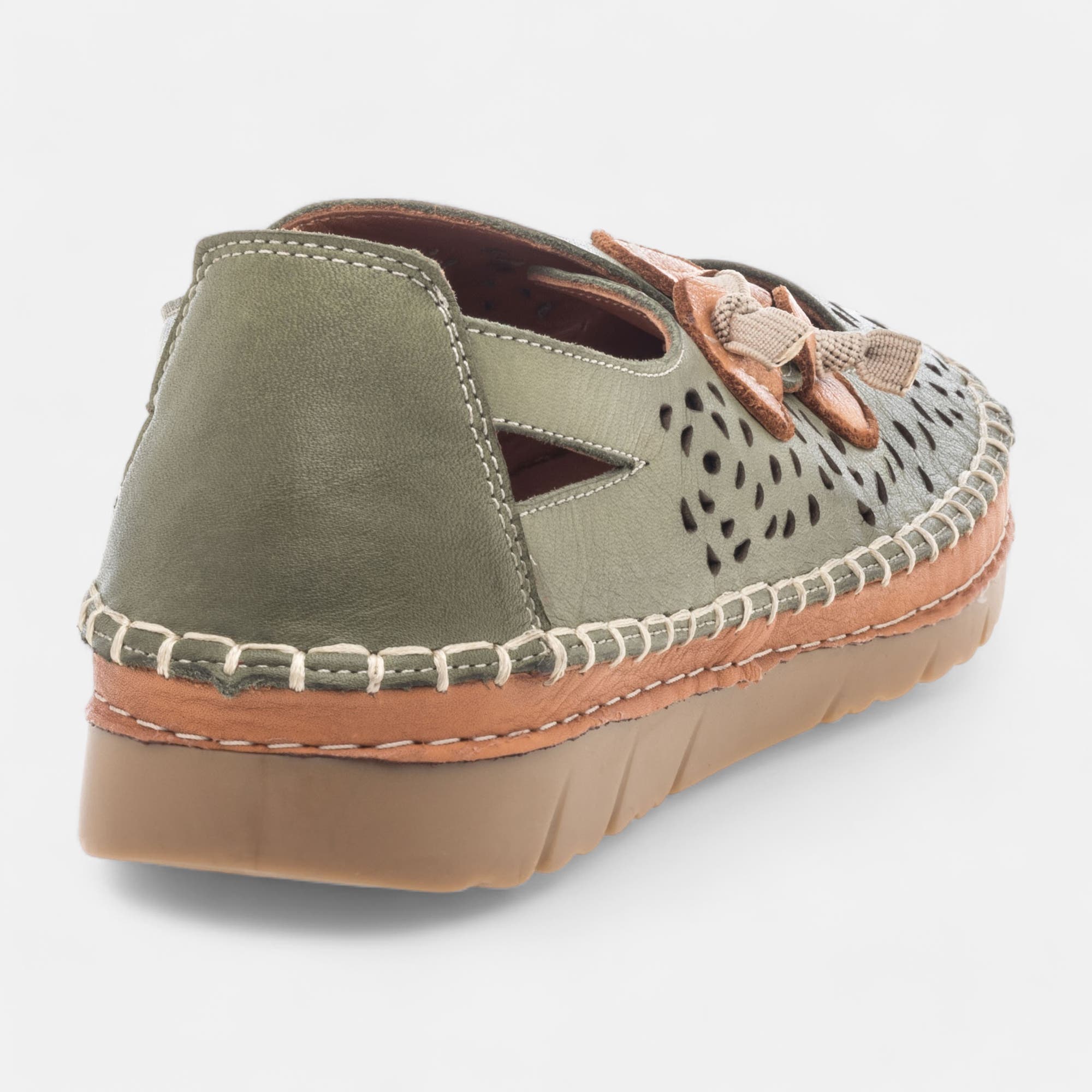 Ballerines Femme en cuir kaki