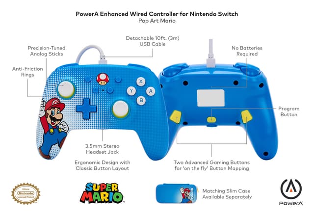 PowerA Enhanced Wired controller til Nintendo Switch (Blå)