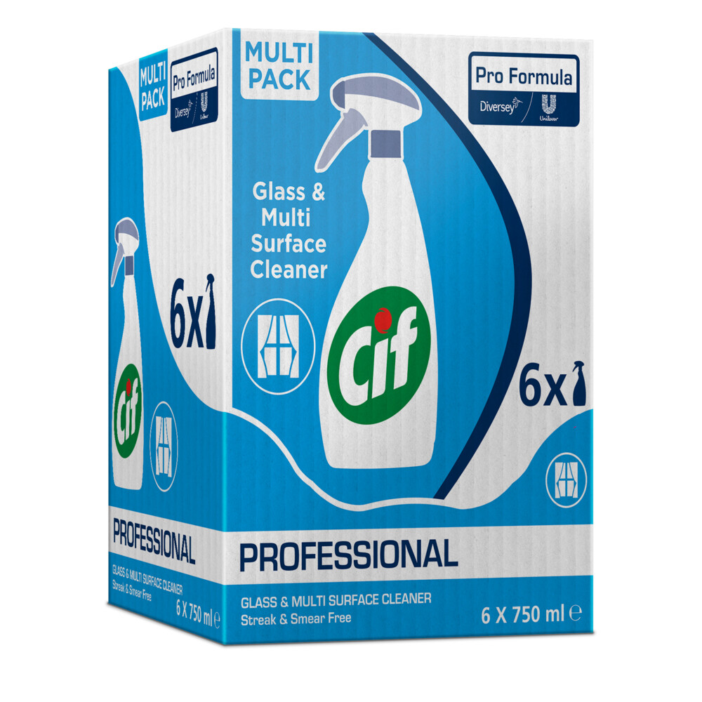 6x Cif Professional Glas -en Interieurreiniger Pro Formula750 ml