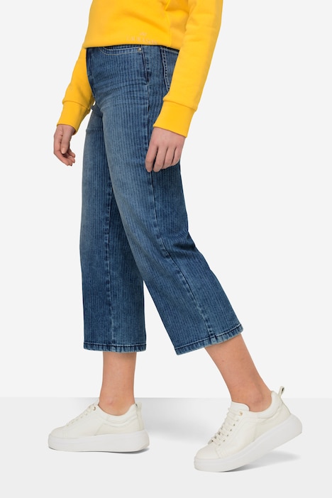 Streifenjeans, Marlenehose, 5-Pocket, mit recyceltem Polyester