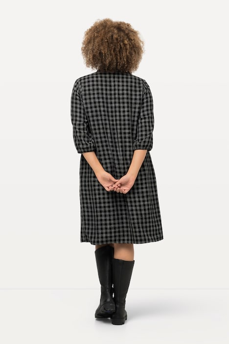 Karokleid, A-Linie, Hemdragen, 3/4-Arm, Midikleid
