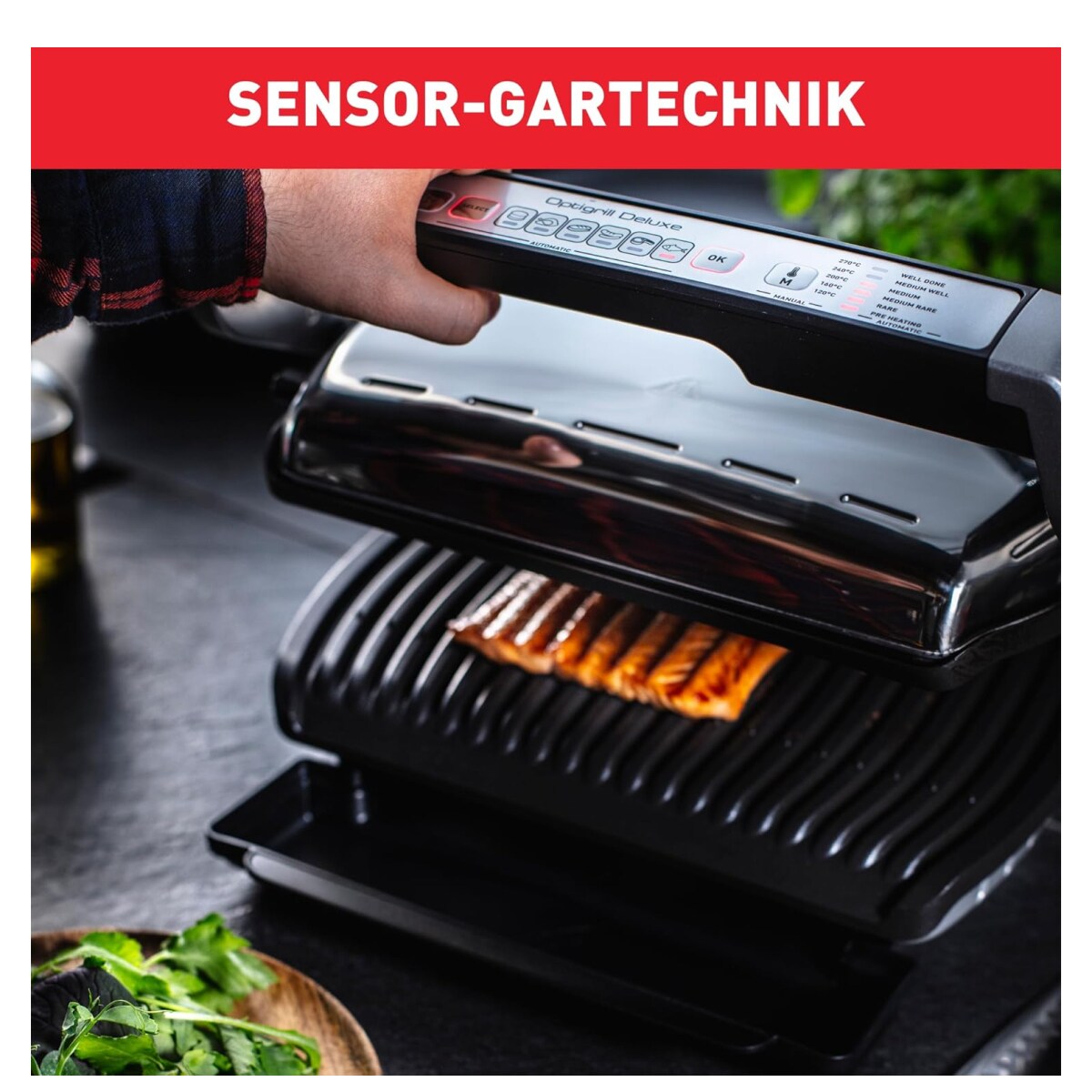 Tefal GC707D OptiGrill DeLuxe, Kontaktgrill