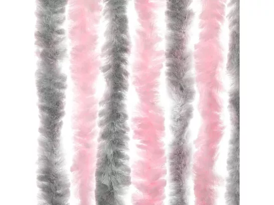 Rideau anti-mouches gris argenté et rose 100x200 cm chenille