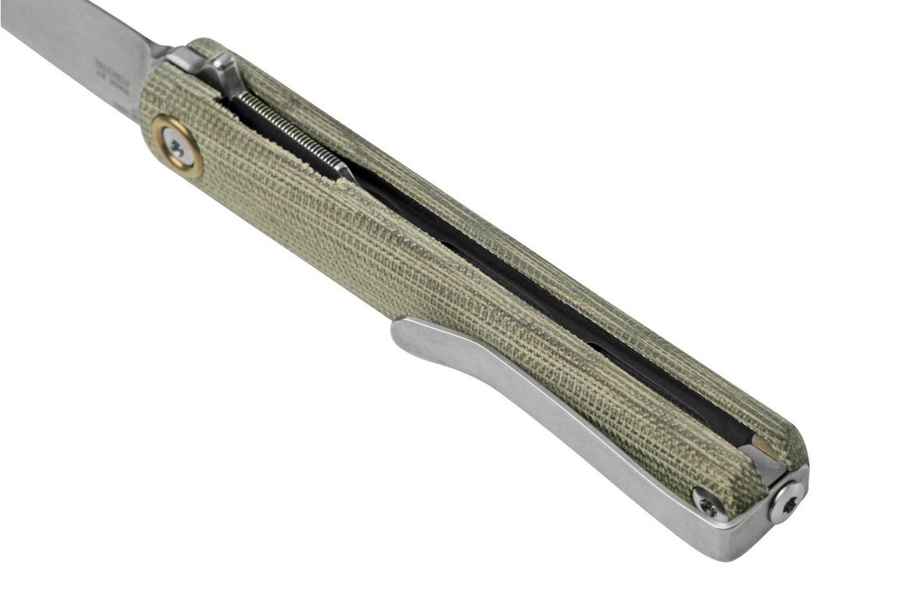 MKM Flame Light FL01L-GC drop blade, green micarta, zakmes