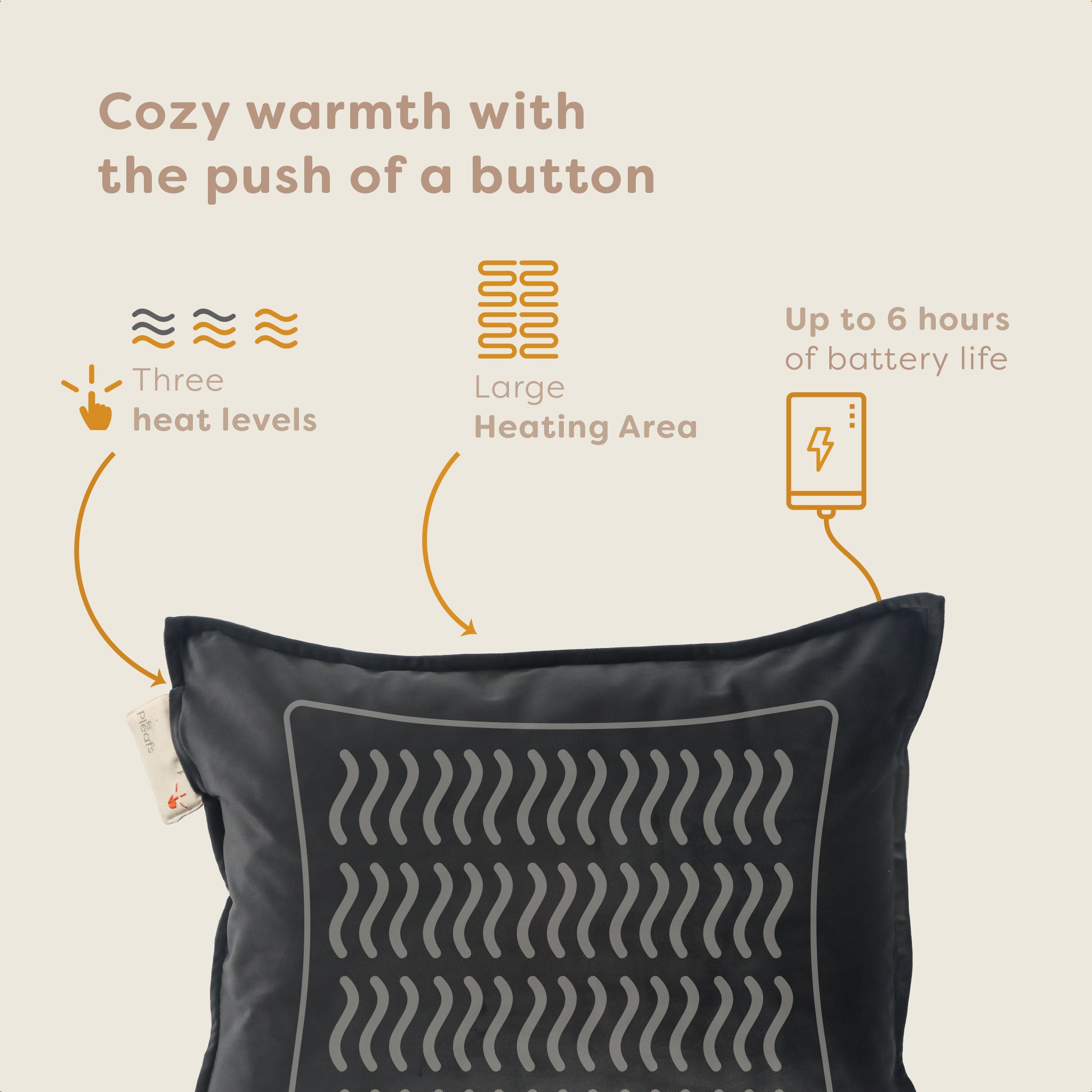 Pleafs Warmtekussen Plush 45x60cm - Onyx