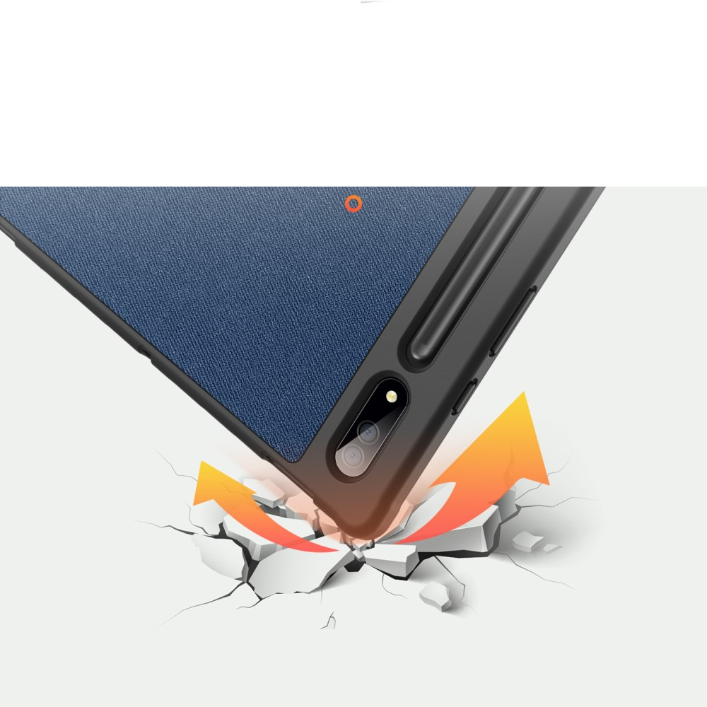 Samsung Galaxy Tab S8 Ultra Tasche Smart Cover Hülle Stoff Design mit S-Pen Halterung - Dunkelblau