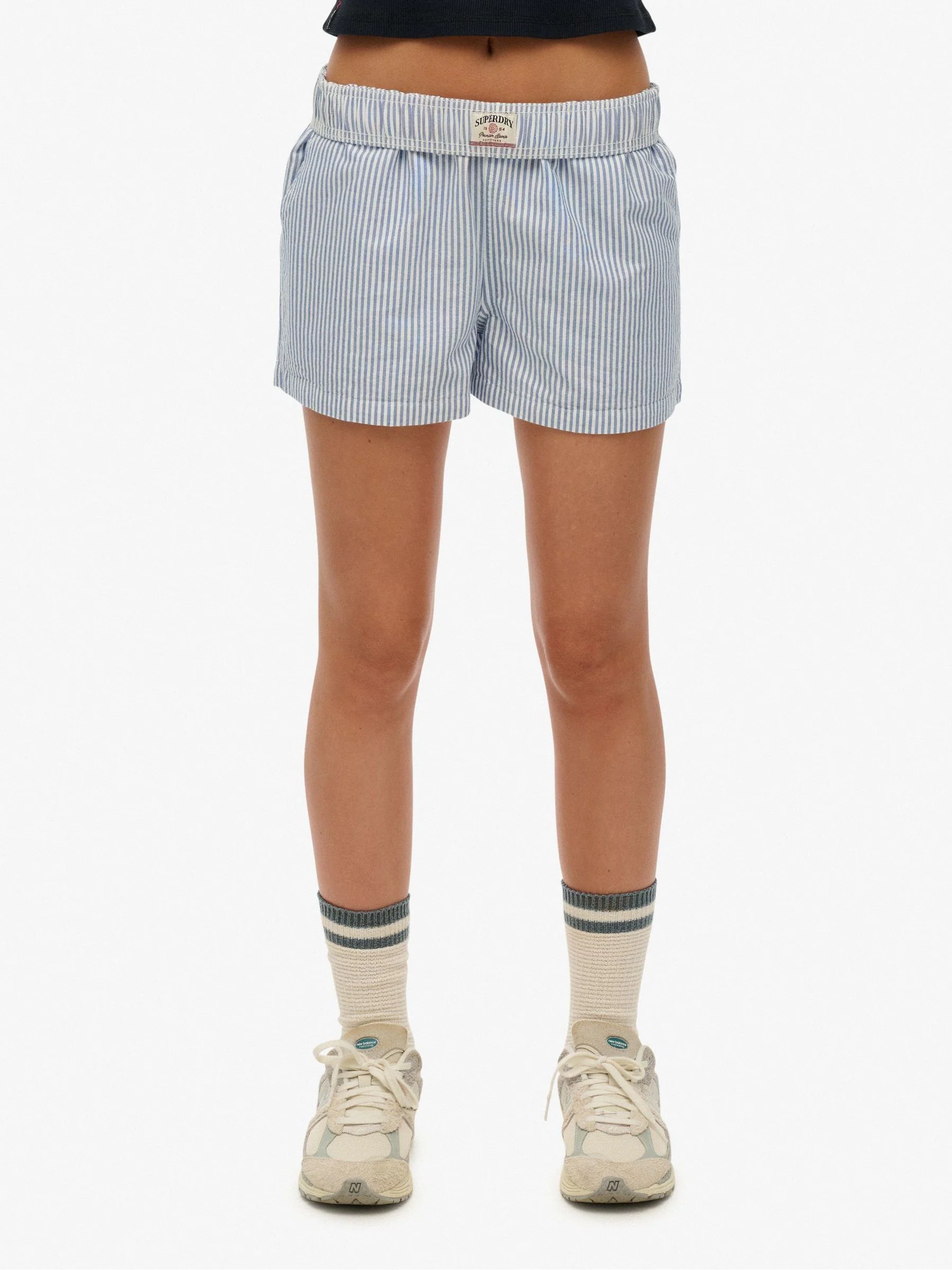 Lichtblauw - Superdry Stripe Elastic 100% Cotton Shorts