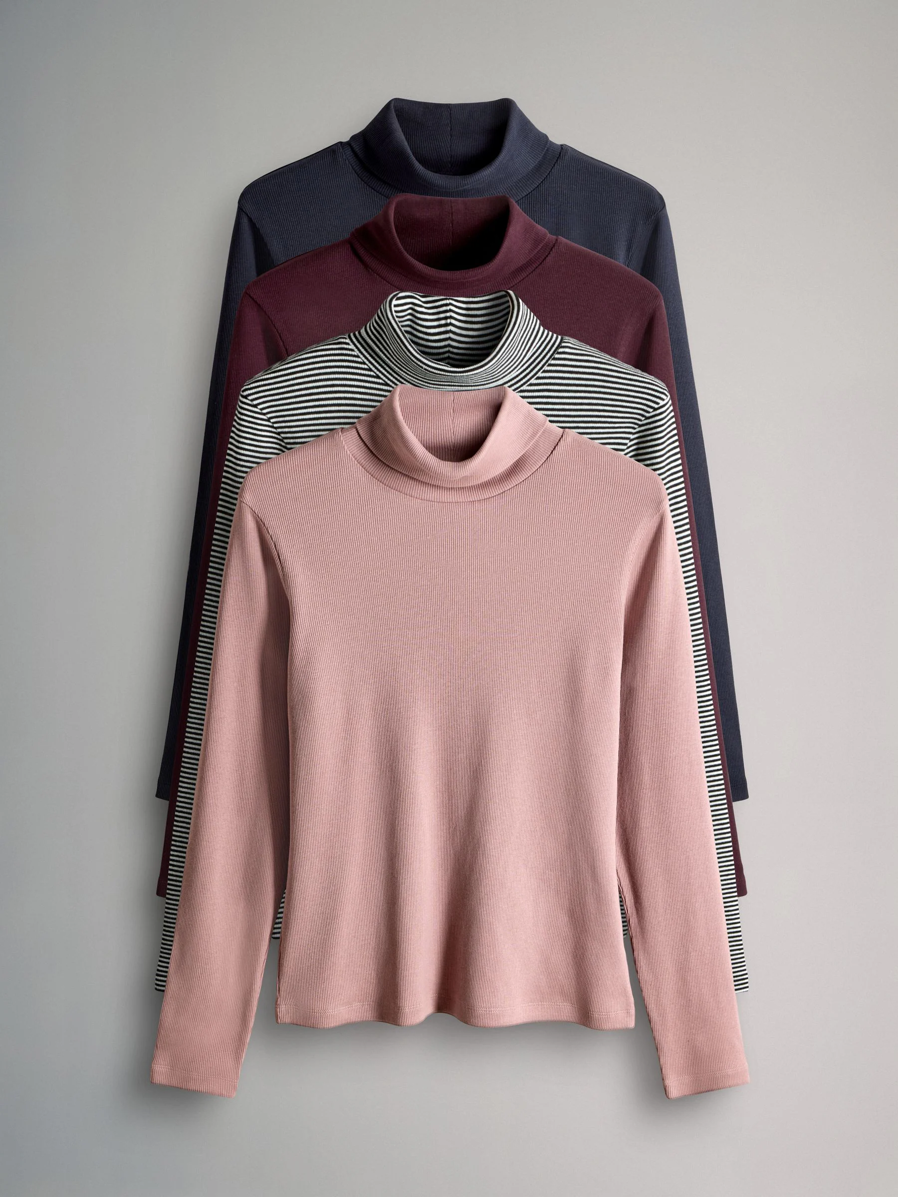 The Set 4 Pack Ribbed Roll Neck Long Sleeve T-Shirts