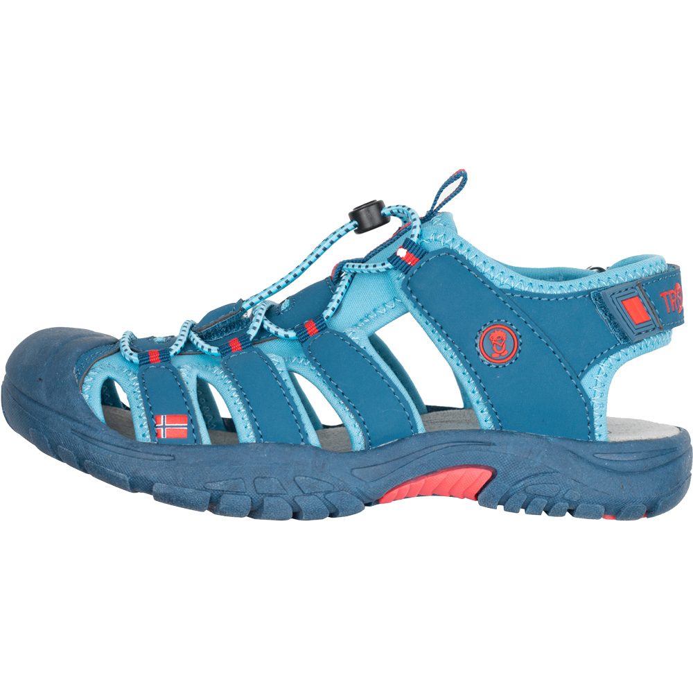 Trollkids Kvalvika Sandale Kinder dolphin blue spicy red