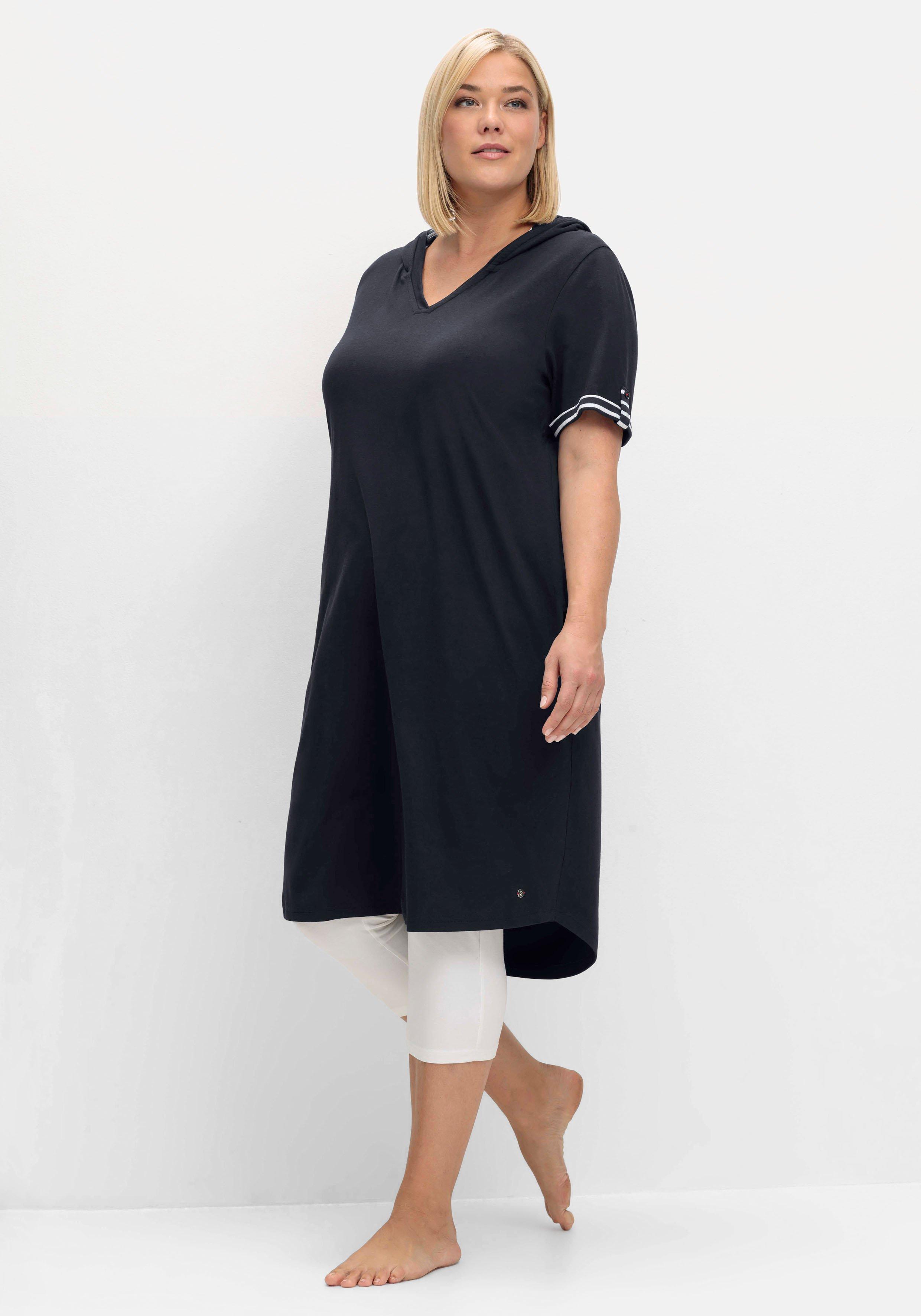 Kapuzenkleid mit Kontrastdetails und längerem Rücken