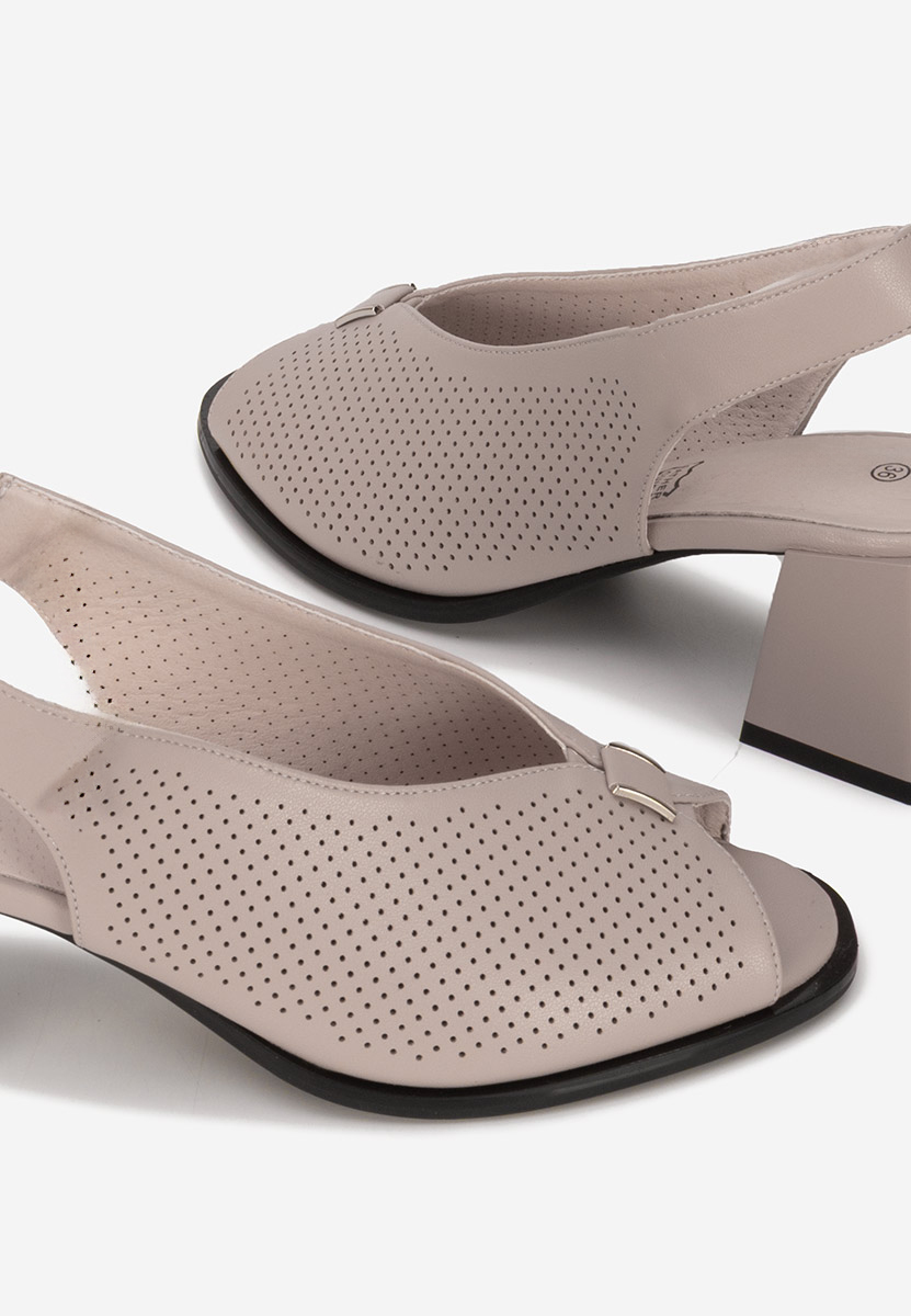 Sandales à talon épais beige Heliena