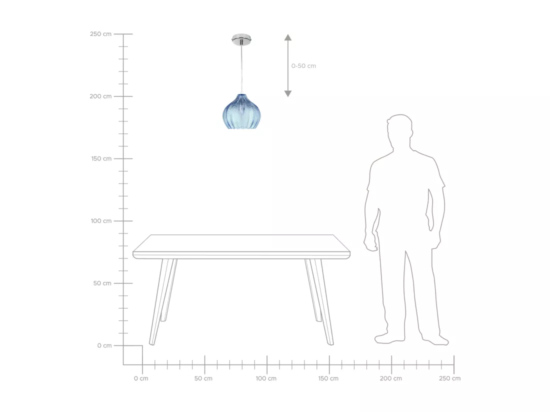 Lampe suspension KEILA Verre Bleu