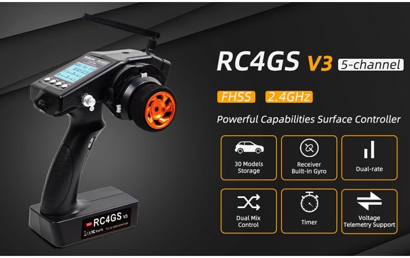 Fernsteuerung RC4GS V3 2.4 GHz, 5 Kanal, mit Empfänger<br>5-Kanal Sender für RC Fahrzeuge, inklusive Empfänger