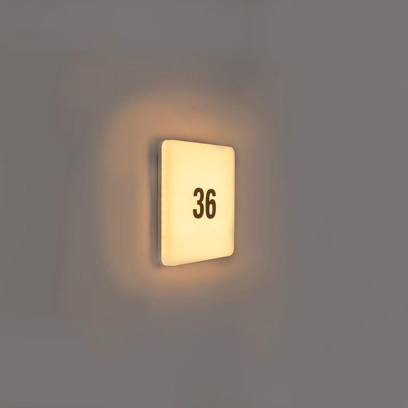 Moderne wandlamp vierkant incl. LED met nummerstickervel - Plater