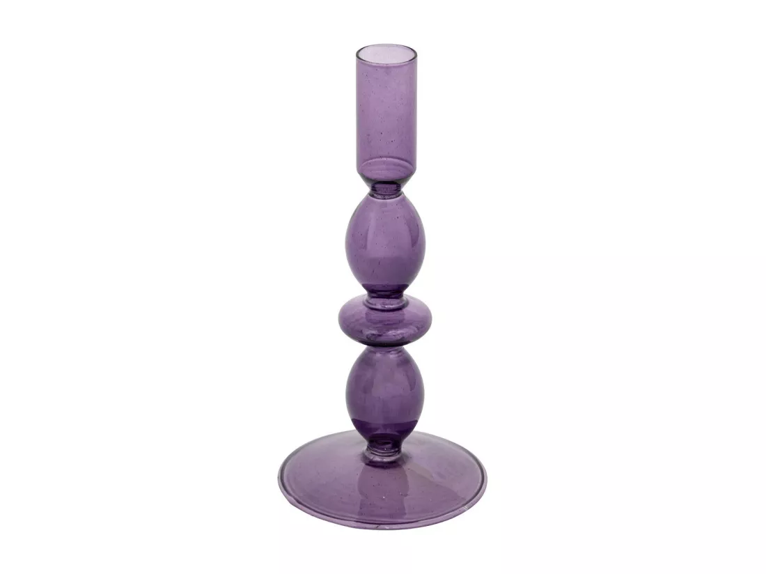 Bougeoir Chandelier en Verre Violet H 19 cm